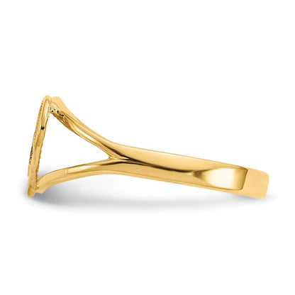 14K Yellow Gold Polished Mom Heart Ring