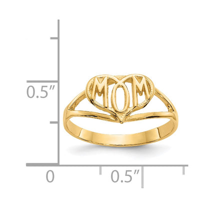 14K Yellow Gold Polished Mom Heart Ring