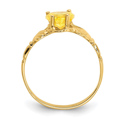 14K Yellow Gold November CZ Birthstone Claddagh Ring