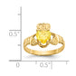 14K Yellow Gold November CZ Birthstone Claddagh Ring