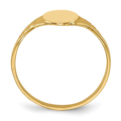 14K Yellow Gold Oval Polished Child Signet Ring