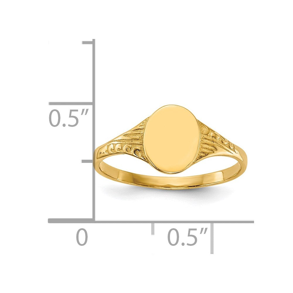 14K Yellow Gold Oval Polished Child Signet Ring