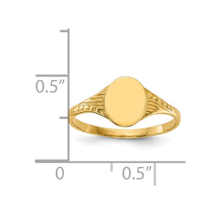 14K Yellow Gold Oval Polished Child Signet Ring