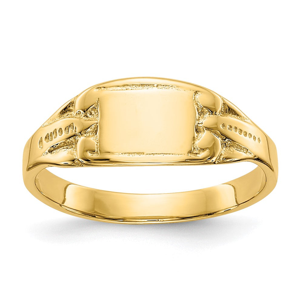 14k Yellow Gold Polished Rectangular Baby Signet Ring