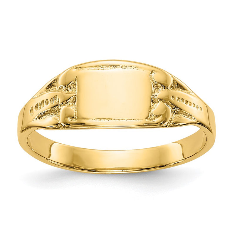 14k Yellow Gold Polished Rectangular Baby Signet Ring
