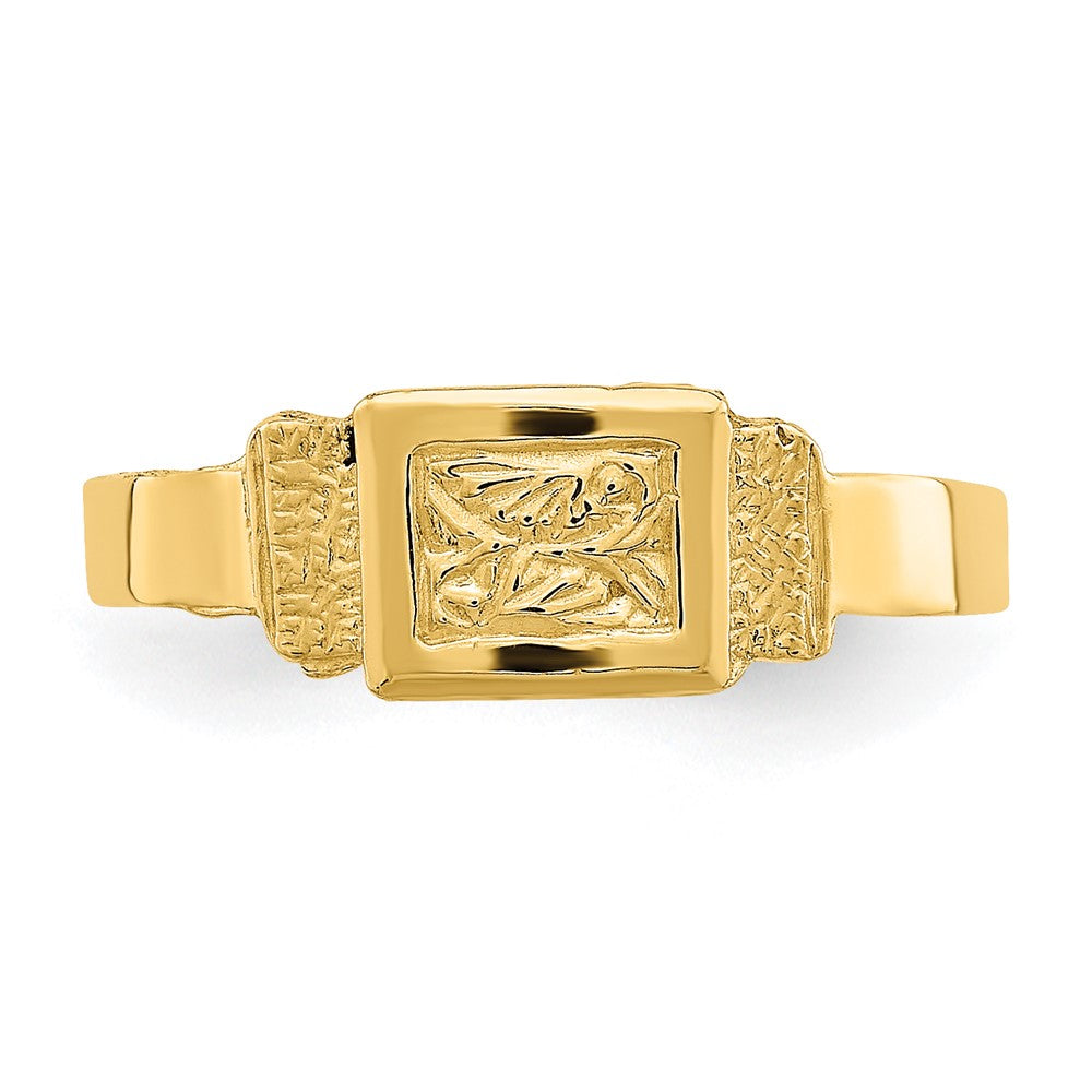 14k Yellow Gold Rectangle Baby Ring