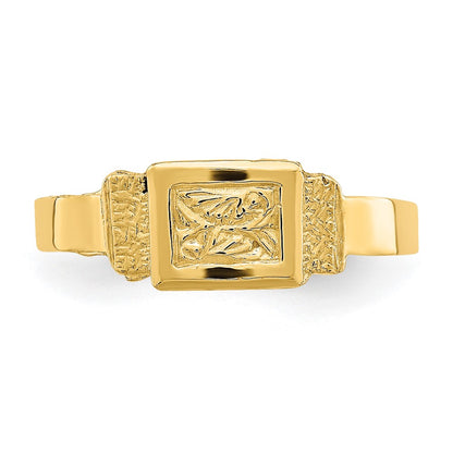 14k Yellow Gold Rectangle Baby Ring