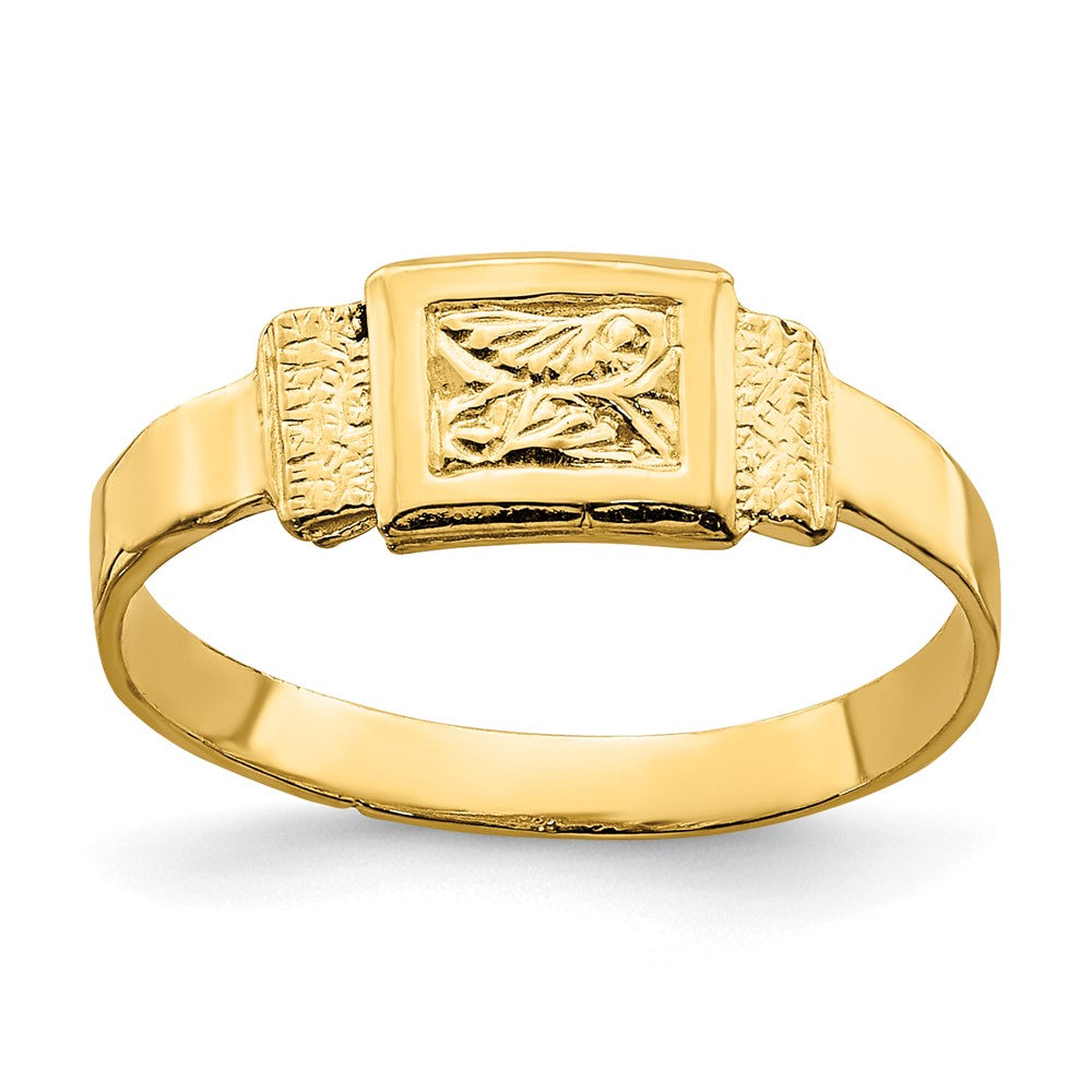 14k Yellow Gold Rectangle Baby Ring
