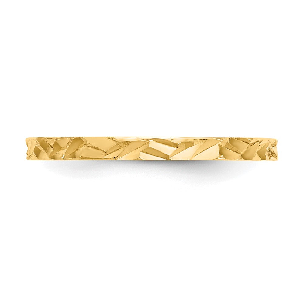 14K Yellow Gold Diamond-cut Zig-Zag Design Band Childs Ring