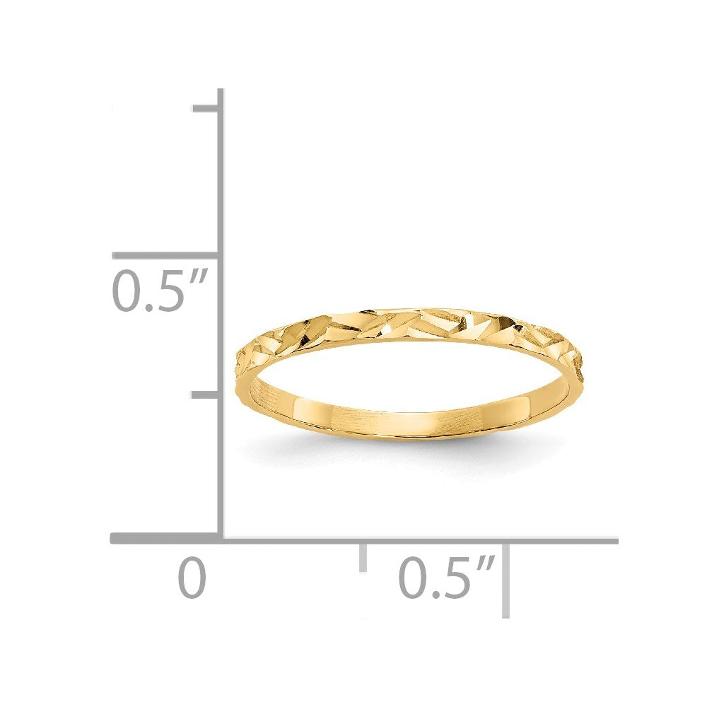 14K Yellow Gold Diamond-cut Zig-Zag Design Band Childs Ring