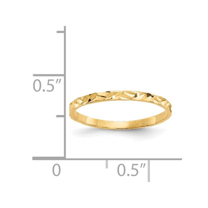 14K Yellow Gold Diamond-cut Zig-Zag Design Band Childs Ring