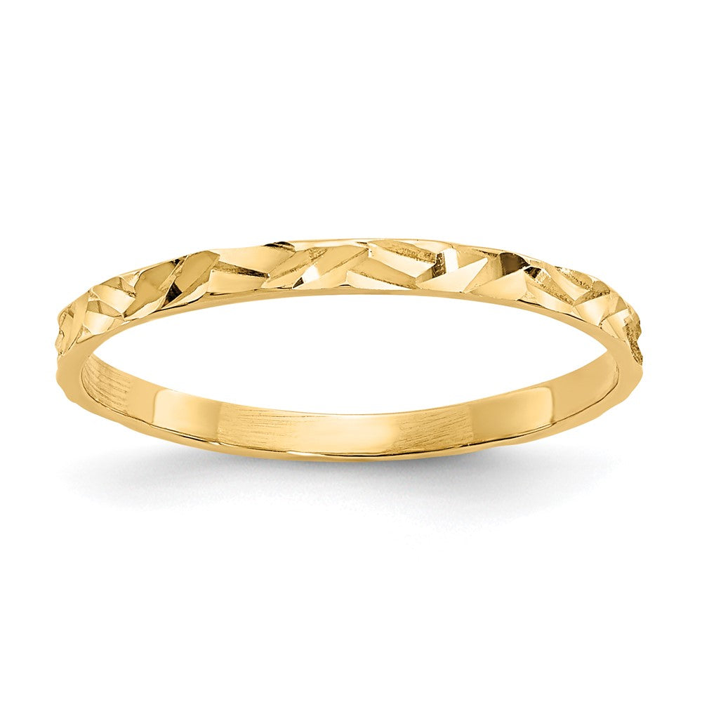 14K Yellow Gold Diamond-cut Zig-Zag Design Band Childs Ring