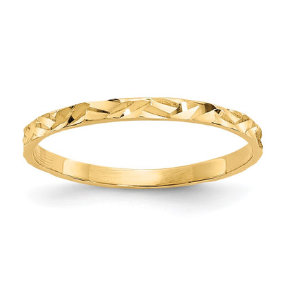 14K Yellow Gold Diamond-cut Zig-Zag Design Band Childs Ring