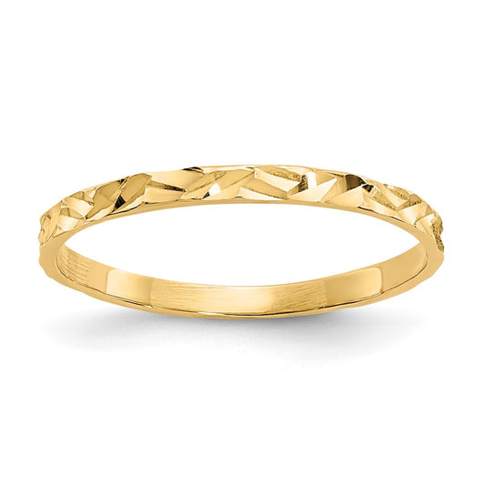 14K Yellow Gold Diamond-cut Zig-Zag Design Band Childs Ring