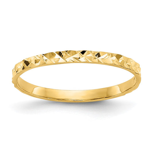 14K Yellow Gold Diamond-cut Design Band Childs Ring