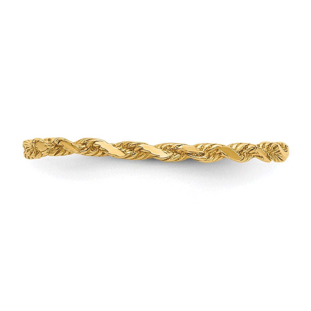 14K Yellow Gold Diamond-cut Textured Rope Band Ring