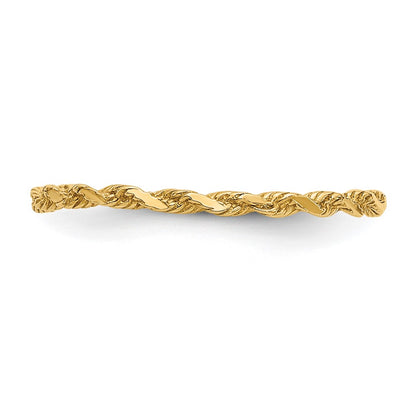 14K Yellow Gold Diamond-cut Textured Rope Band Ring