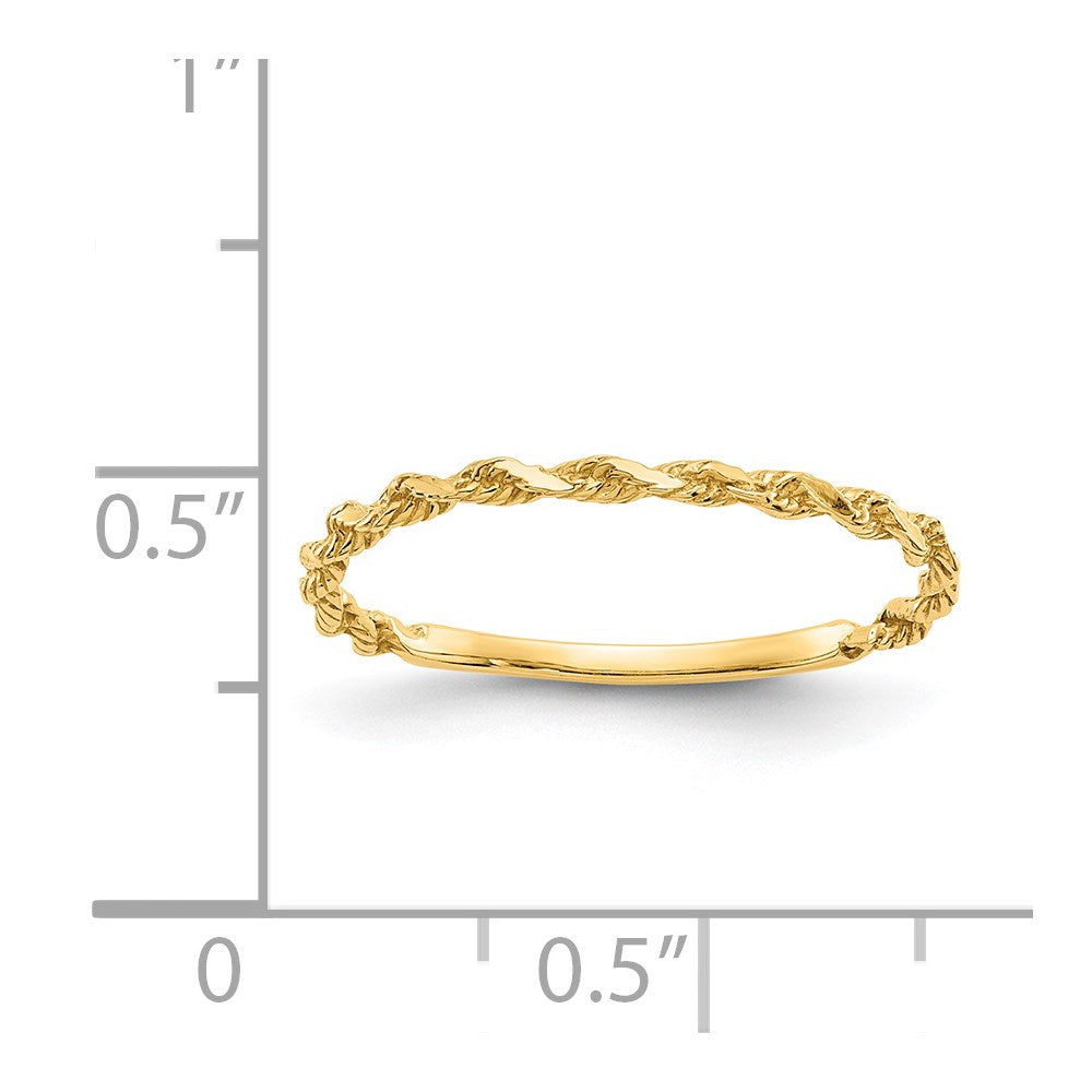 14K Yellow Gold Diamond-cut Textured Rope Band Ring