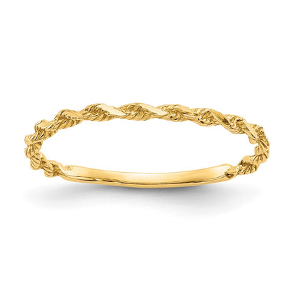 14K Yellow Gold Diamond-cut Textured Rope Band Ring