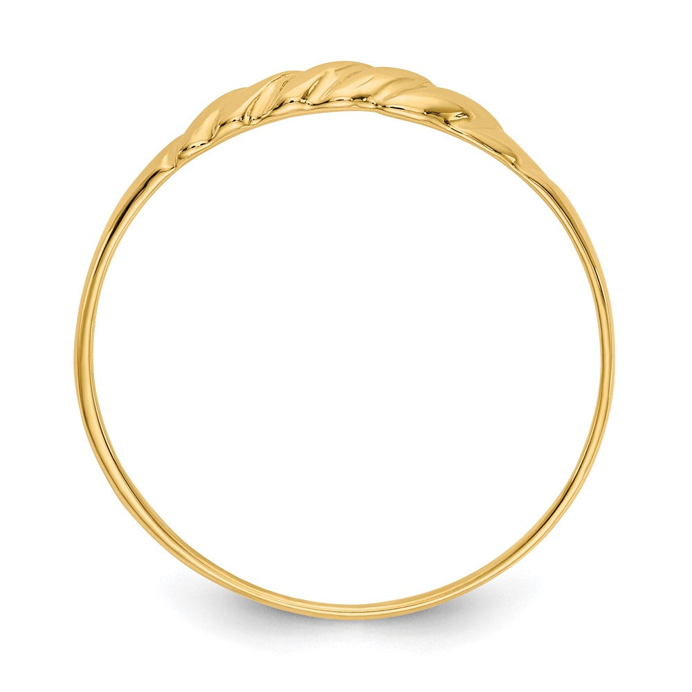 14K Yellow Gold Diamond-cut Textured Ridged Dome Ring