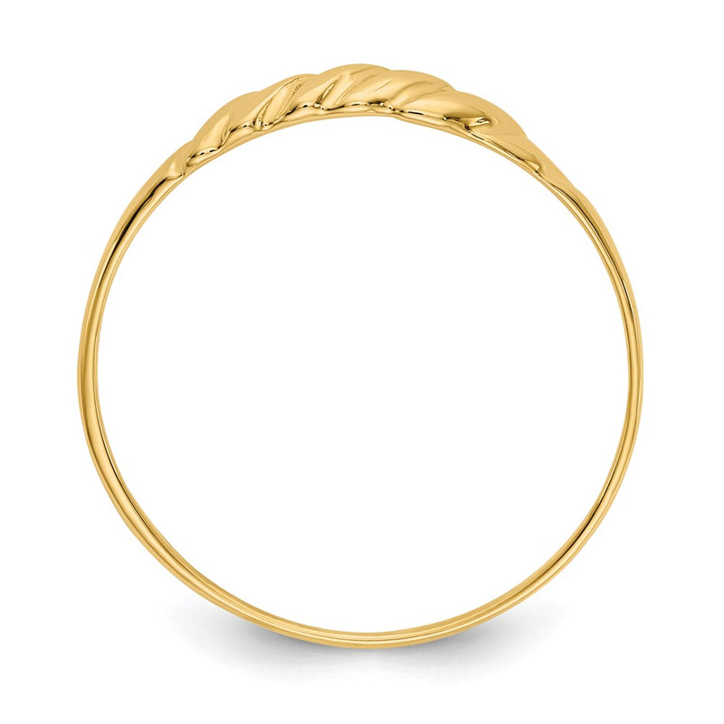 14K Yellow Gold Diamond-cut Textured Ridged Dome Ring