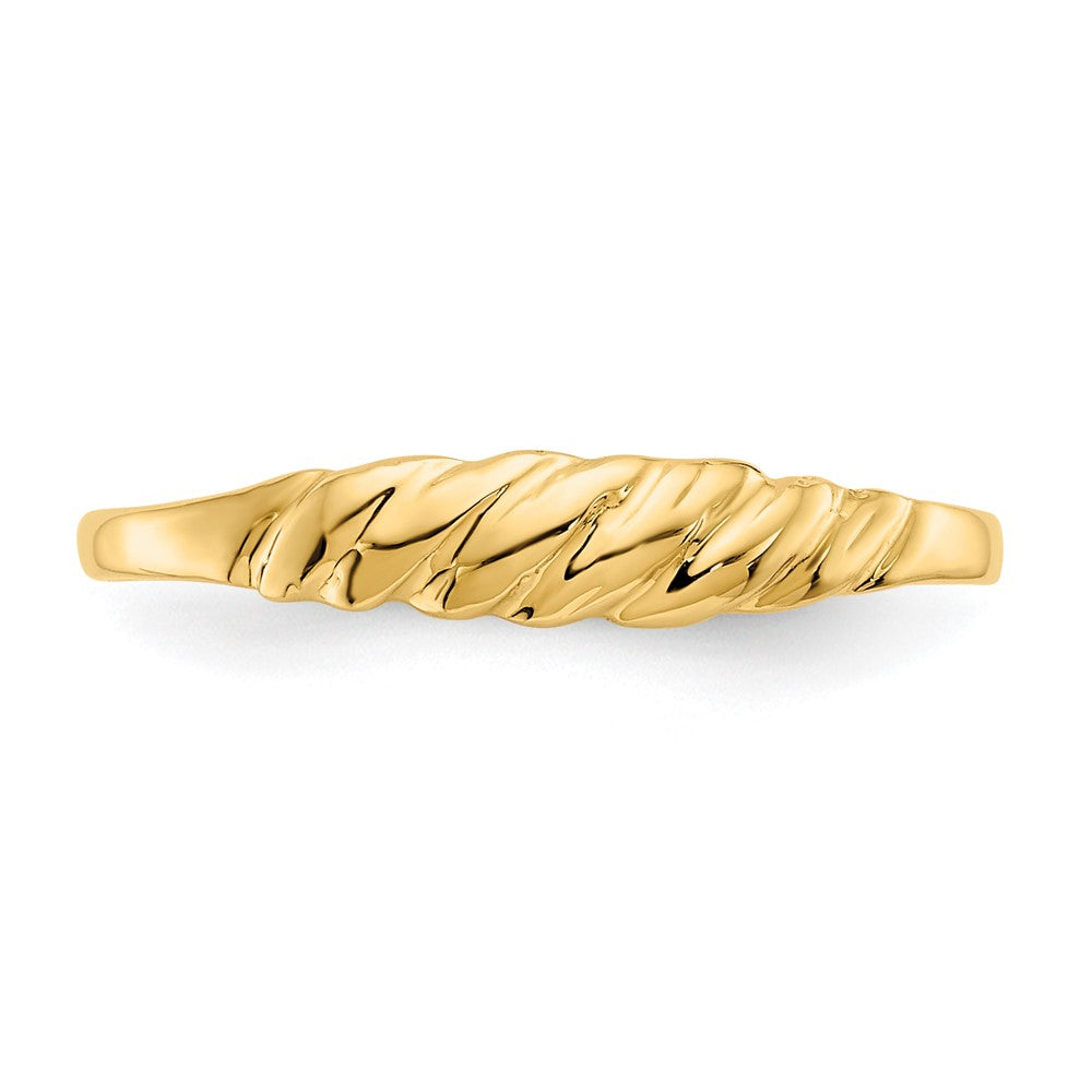 14K Yellow Gold Diamond-cut Textured Ridged Dome Ring