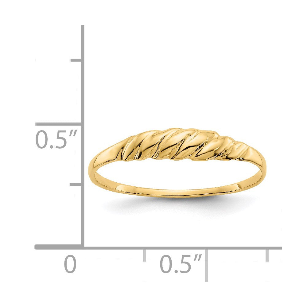 14K Yellow Gold Diamond-cut Textured Ridged Dome Ring