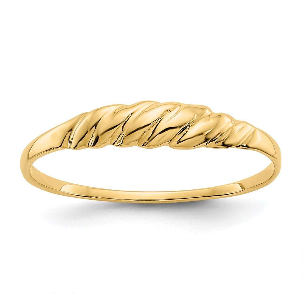 14K Yellow Gold Diamond-cut Textured Ridged Dome Ring
