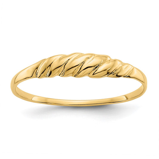 14K Yellow Gold Diamond-cut Textured Ridged Dome Ring