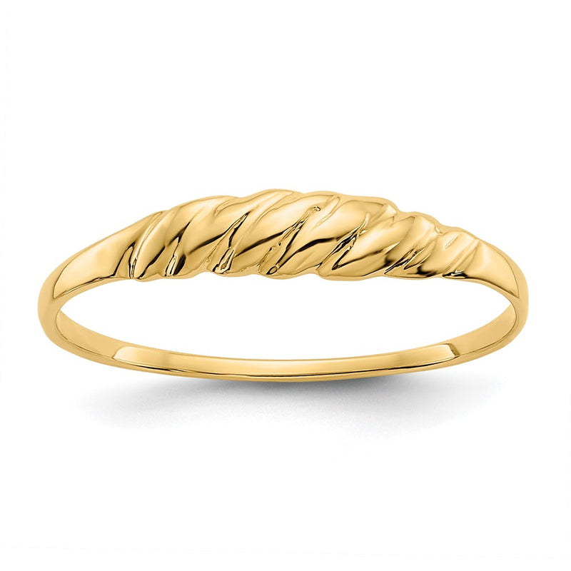 14K Yellow Gold Diamond-cut Textured Ridged Dome Ring