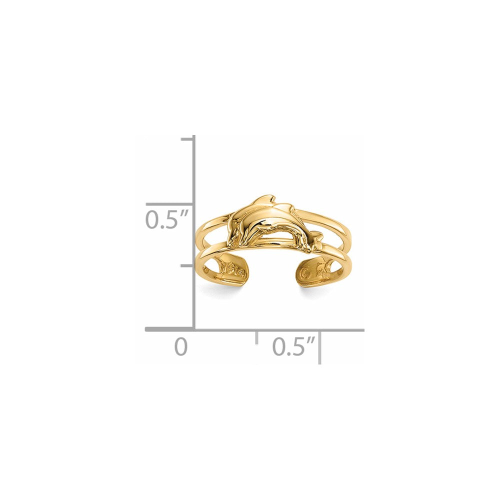 14k Yellow Gold Dolphins Toe Ring
