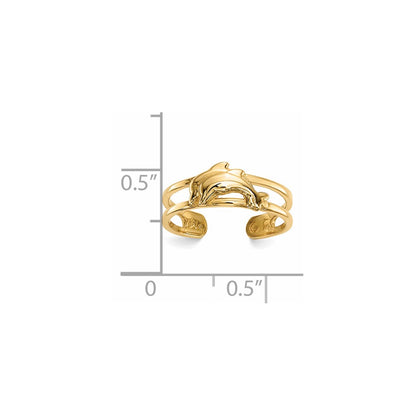 14k Yellow Gold Dolphins Toe Ring