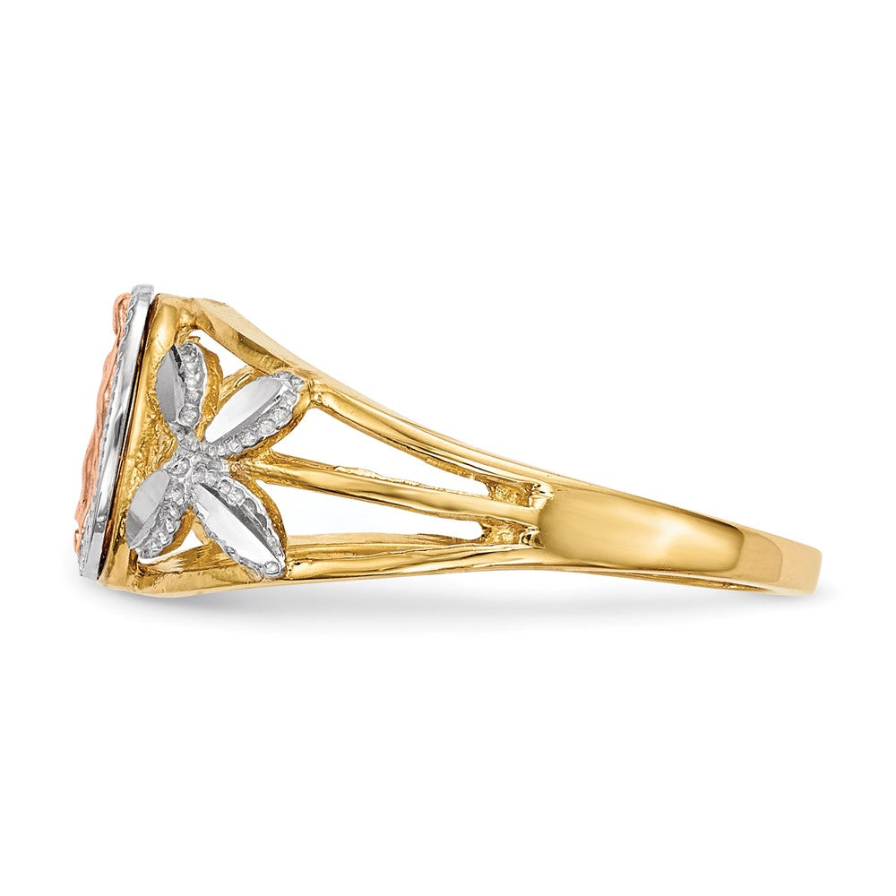 14k Two-tone Gold w/White Rhodium Polished Our Lady of Guadalupe Ring