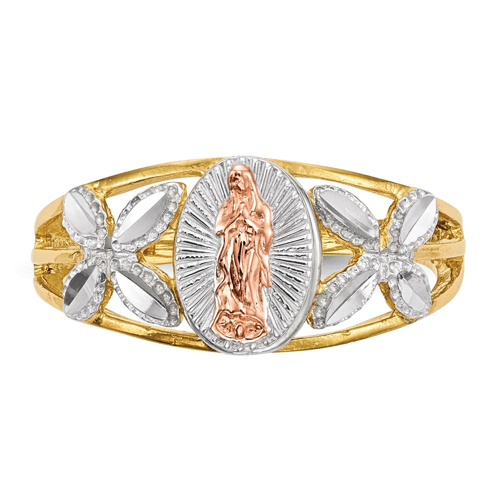 14k Two-tone Gold w/White Rhodium Polished Our Lady of Guadalupe Ring