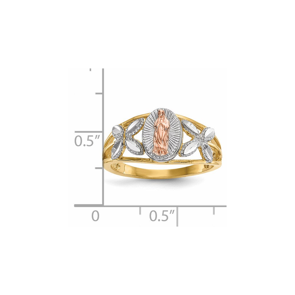 14k Two-tone Gold w/White Rhodium Polished Our Lady of Guadalupe Ring
