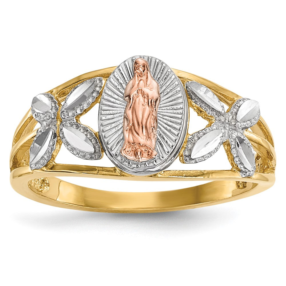 14k Two-tone Gold w/White Rhodium Polished Our Lady of Guadalupe Ring