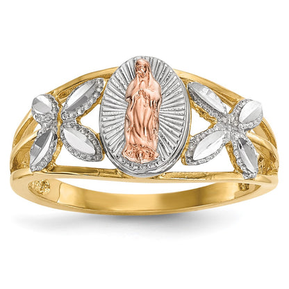 14k Two-tone Gold w/White Rhodium Polished Our Lady of Guadalupe Ring