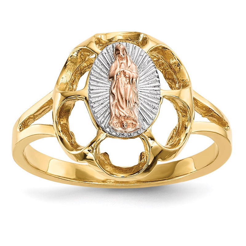 14k Two-tone Gold w/White Rhodium Polished Our Lady of Guadalupe Ring