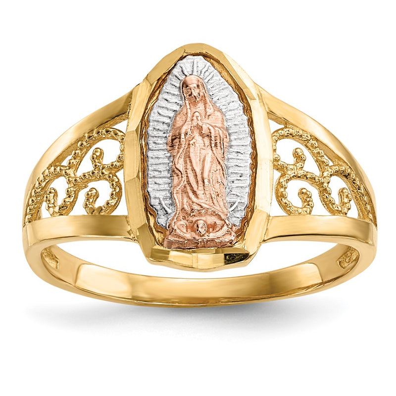 14k Two-tone Gold w/White Rhodium Lady of Guadalupe Ring