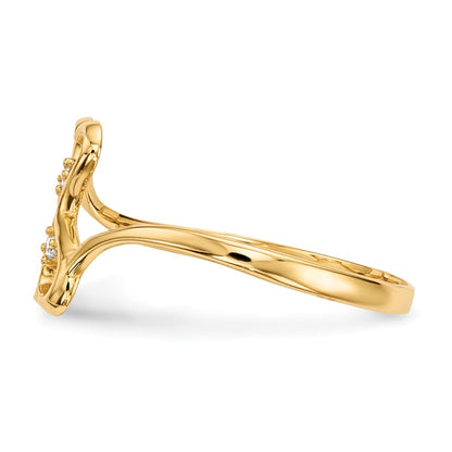 14K Yellow Gold CZ Double Heart Ring
