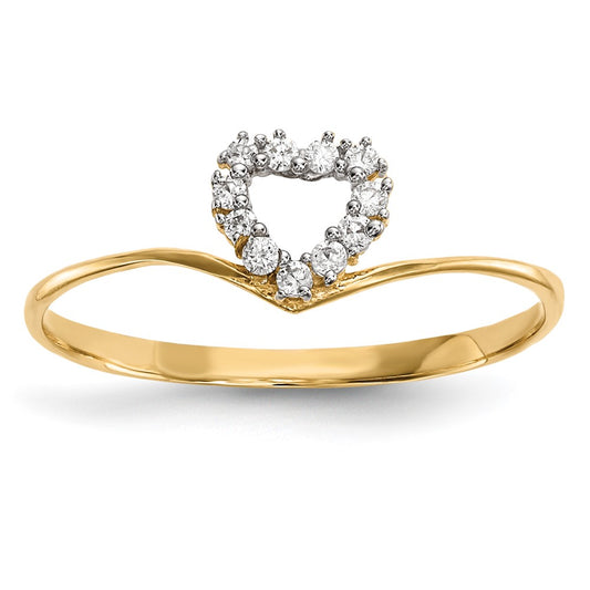 14K Yellow Gold CZ Heart Ring