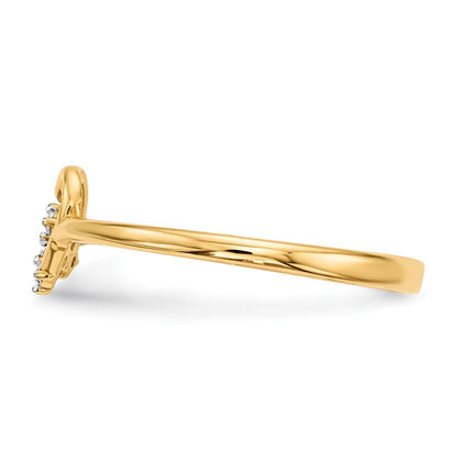 14K Yellow Gold Heart w/CZ Cross Ring