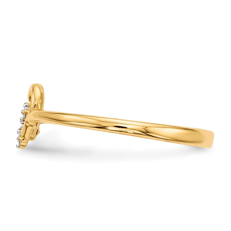 14K Yellow Gold Heart w/CZ Cross Ring