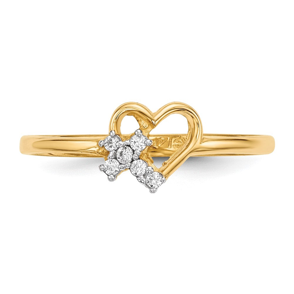14K Yellow Gold Heart w/CZ Cross Ring