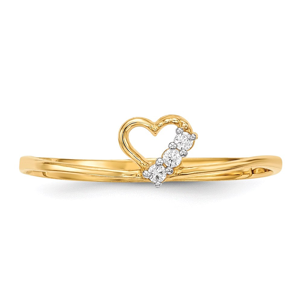 14K Yellow Gold CZ Heart Ring
