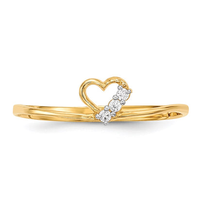 14K Yellow Gold CZ Heart Ring