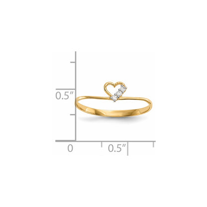 14K Yellow Gold CZ Heart Ring