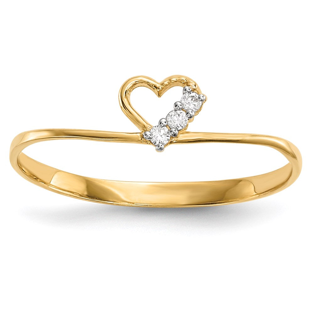 14K Yellow Gold CZ Heart Ring