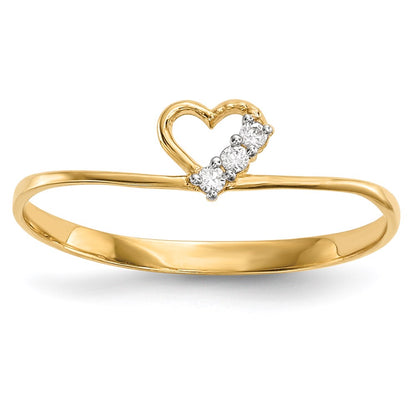 14K Yellow Gold CZ Heart Ring