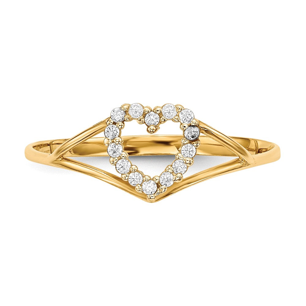 14K Yellow Gold CZ Heart Ring